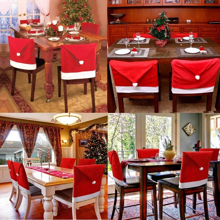 Идея для нового продукта 2019, чехол на стул для рождественского банкета в виде шапки Санты, украшение для кухни, обеденного стола, вечеринки