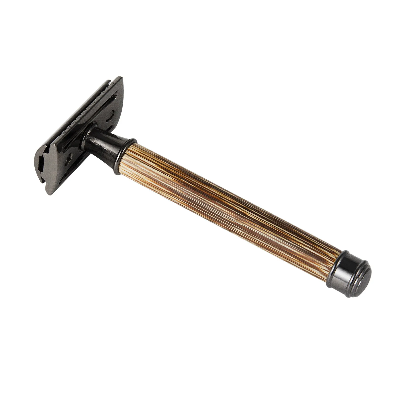 Natural Bamboo Safety Razor with Gun Metal Razor Head