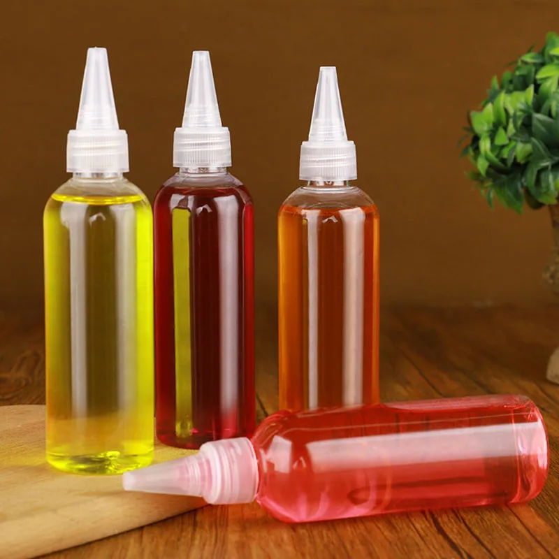 100Ml Hot Sale Twist Cap Liquid Bottles Pet Extruded Plastic Dropper Bottle With Pointed Mouth Cap For Hair Oil Bottle