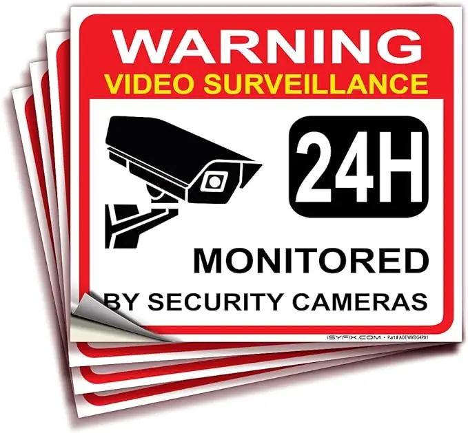 Video Surveillance Warning Sign Sticker Premium Self Adhesive Vinyl PVC UV Protection Weather Scratch Water Fade Resistance