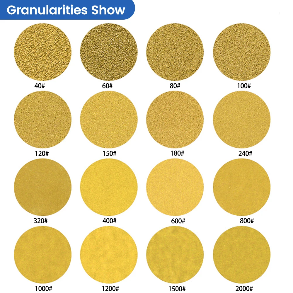5 Inch Sand Disc Hook and Loop Sand Discs 40-2000# Random Orbital Sand Paper Disc for Automotive Woodworking Polishing