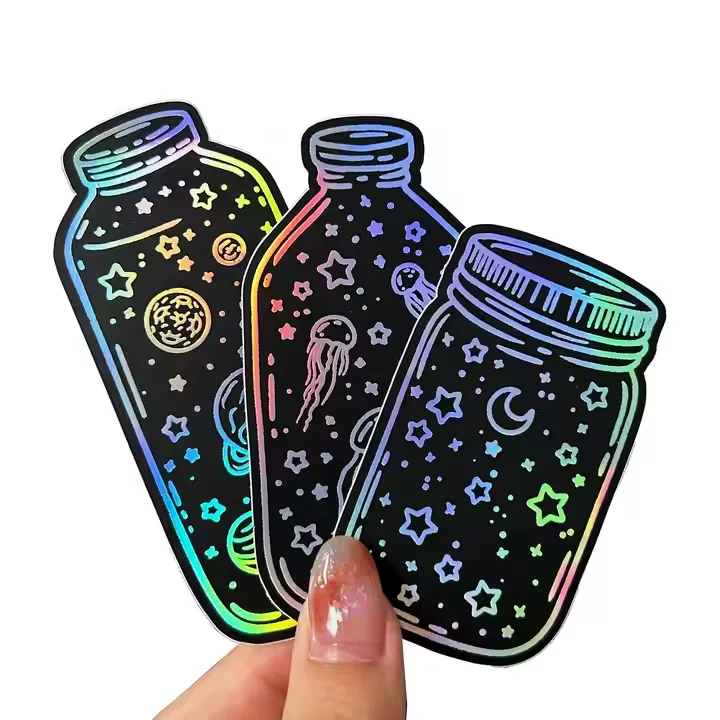 Custom Logo 3D Decorative Holographic Sticker Waterproof UV Printed Adhesive Vinyl and Plastic Glossy Surface Finish