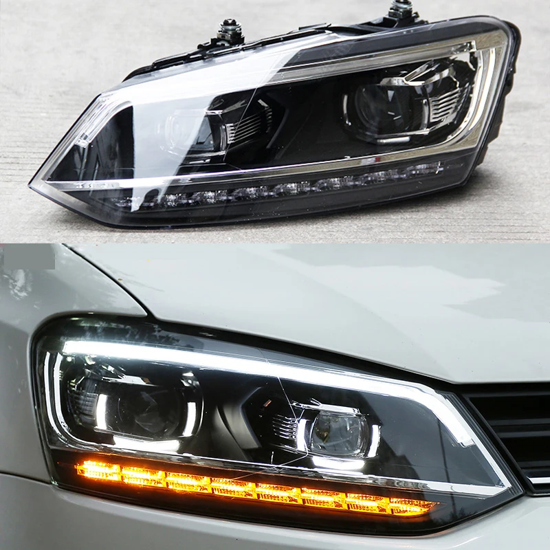 2 Pieces For VW POLO VENTO MK5  Headlight 2012-2018 Year With DRL Front Lamp Assembly Dynamic Turning Light