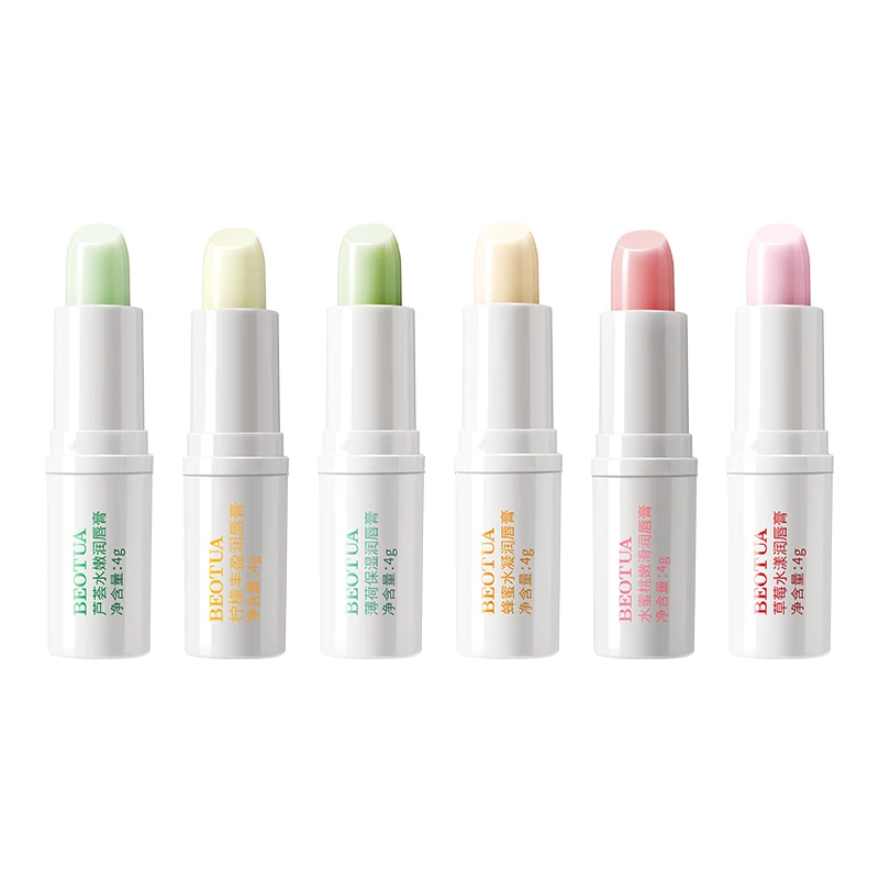 BEOTUA Anti Dry Lip Waterproof Repairing Moisturize and Nourish Mint Aloe Vera Lemon Honey Peach Strawberry