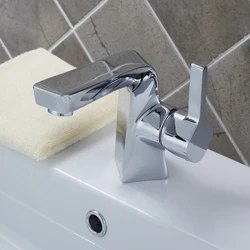 New SUS 304 Single Hole Square Washbasin Faucet Stainless Steel Bathroom Basin Basin Faucet