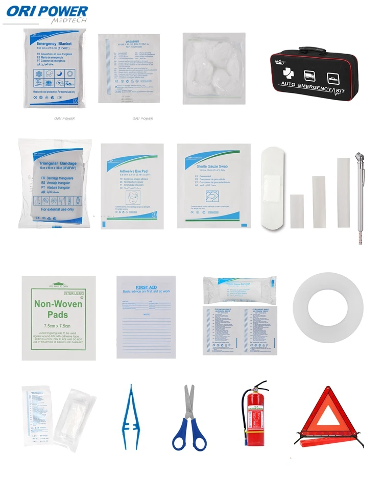 Oripower Customized OEM vehicle emergency supplies for outdoor travel car portable survival first aid kit set