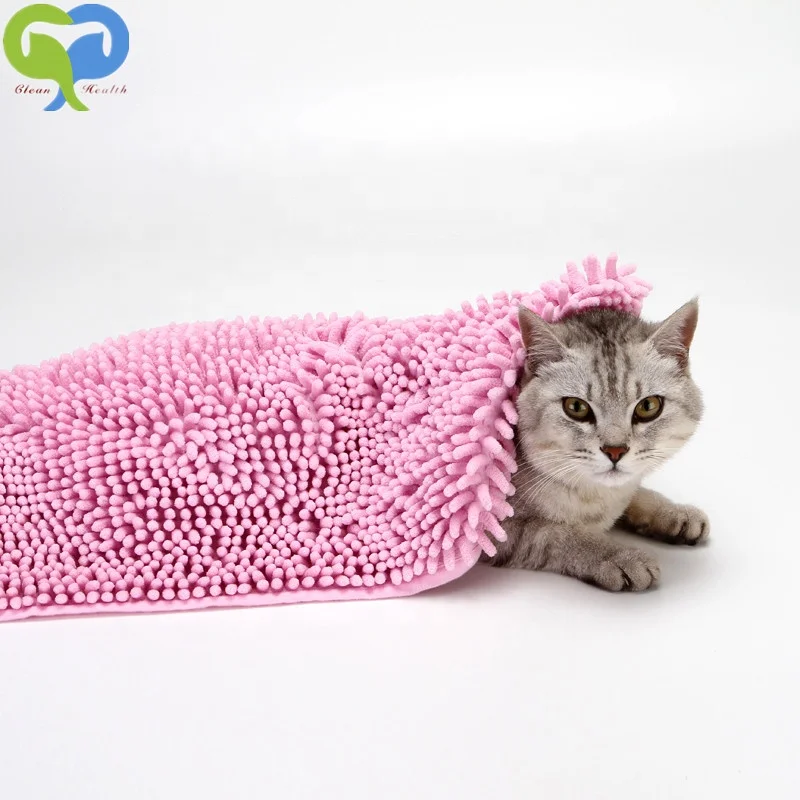 Ready to Ship In Stock Fast Dispatch PINK 60x35cm Pet Bath Towel Ultra Soft Microfiber Chenille Dog Dry Towel