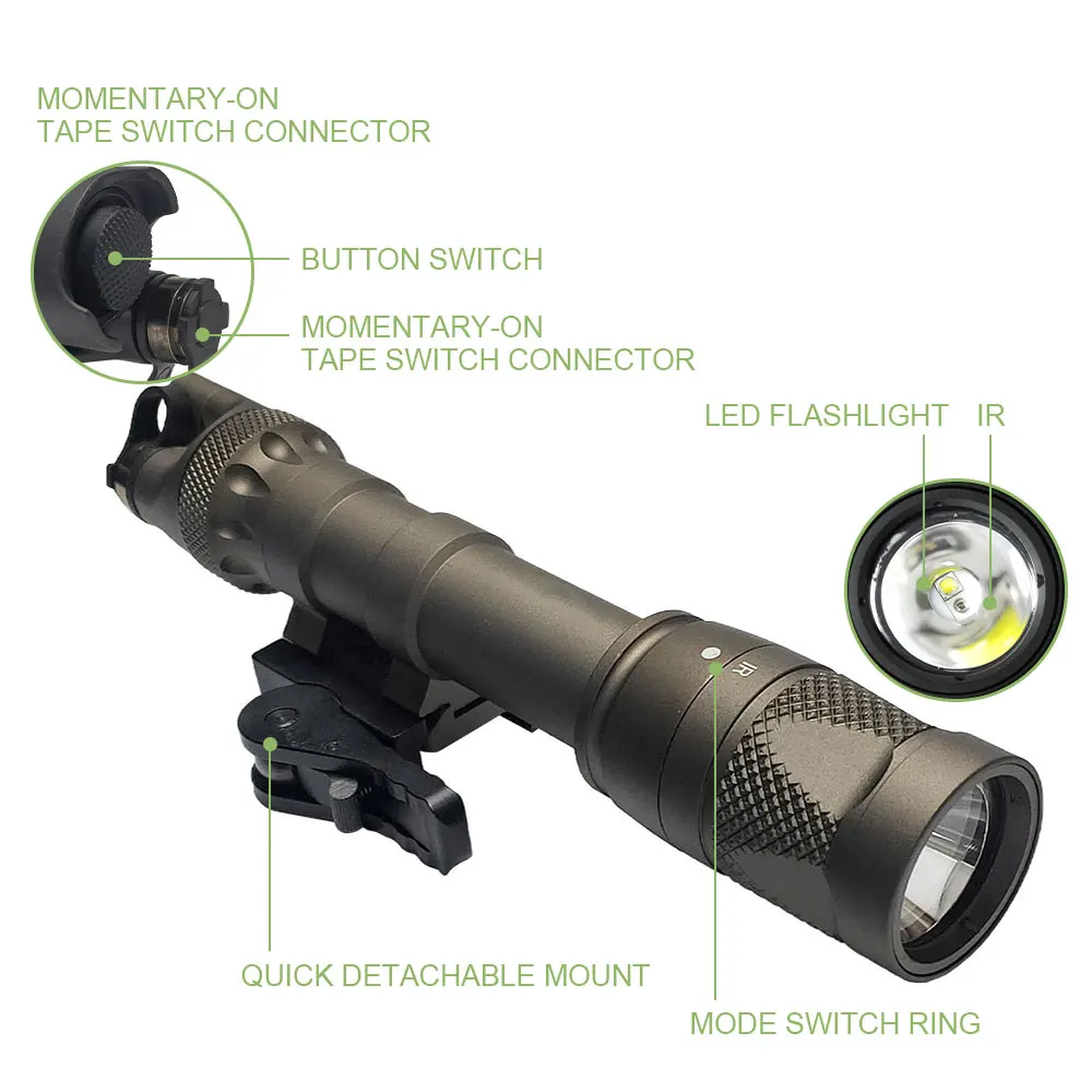 Tactical M622V IR Scout Light LED and IR Output Weaponlight with ADM QD Mount Hunting Flashlight with DS07 Switch SOTAC GEAR