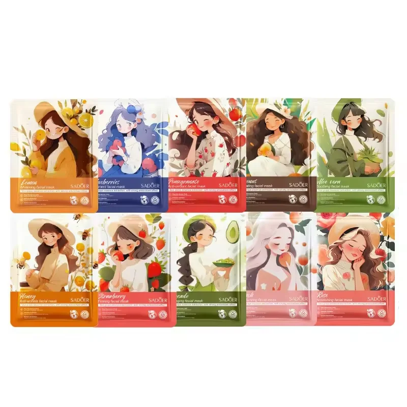 OEM ODM SADOER Fruits Flowers Beauty Products Moisturizing Whitening Sheet Facial Mask Skin Care Face Mask