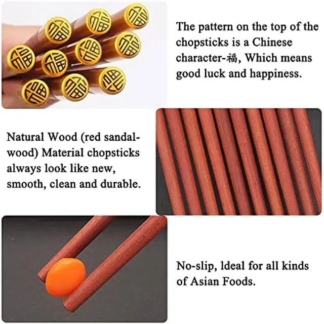 25CM Red sandalwood Material chopsticks Reusable biodegradable Good luck Chinese Chopsticks Set for Festival gifts Asian foods