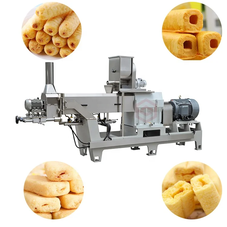 Automatic inflating sweet industrial puffed production line core filled snack food making machine