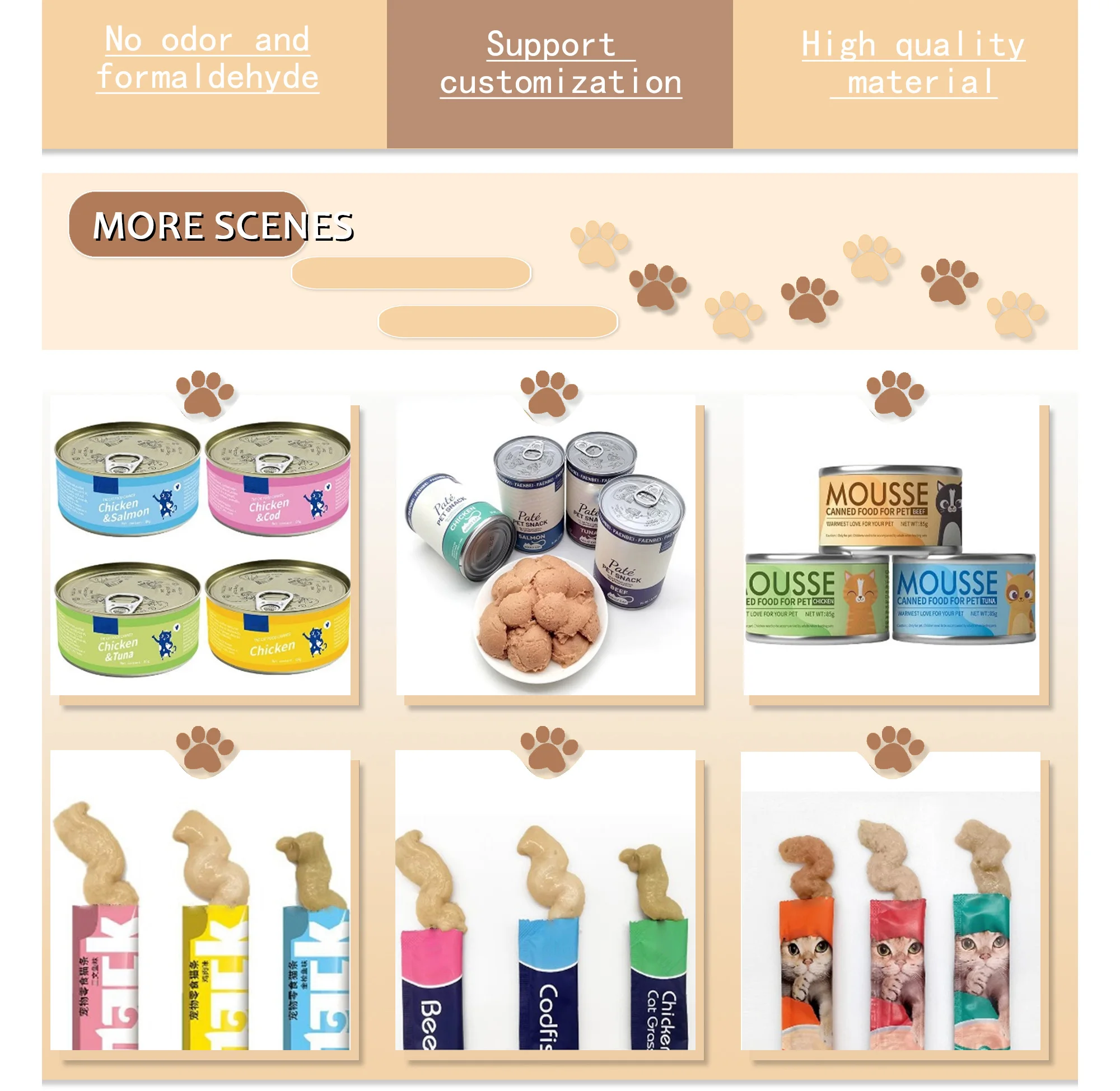 OEM/ODM Chicken Beef Vegetable Wet Pet Food Dog Snack Creamy Treats Dog Canned Food