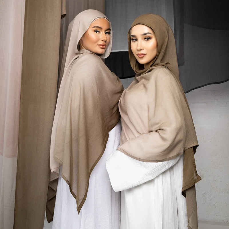 FRC ombre Modal Hijab for Women Muslim Headwear cotton Scarf double stitching hijab Long Islamic Lightweight modal  soft hijab