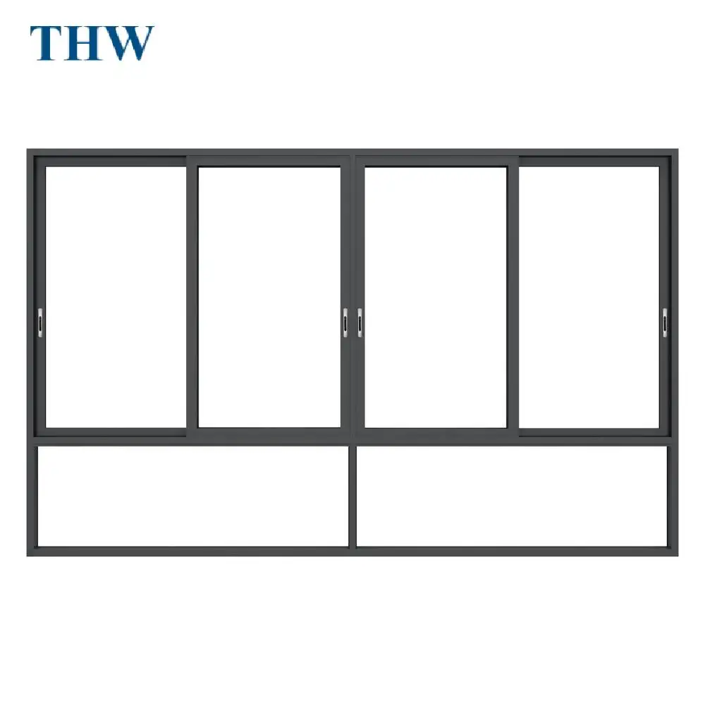 THW New Belian 4 narrow design resistant powder coated aluminum sliding windows with flyscreen