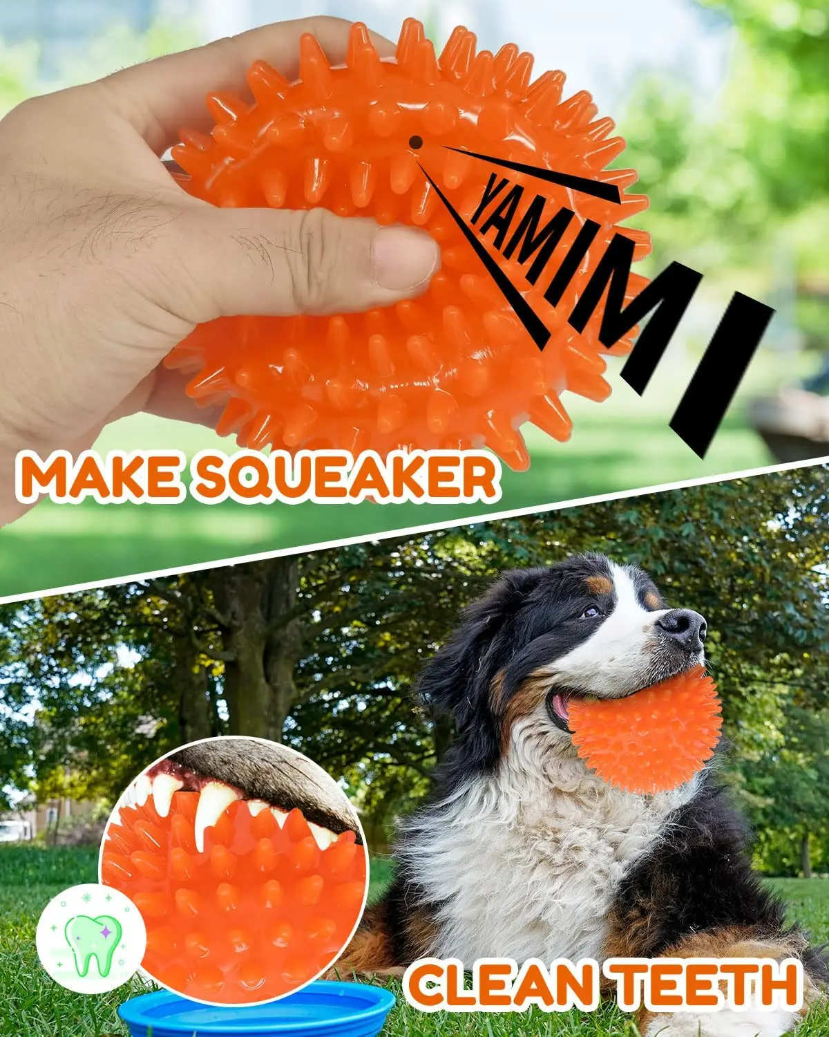 4.5 Squeaky Dog Ball for Small Medium Large Dogs Dog Toys for Aggressive Chewers Spike Ball Toys for Clean Teeth and Training