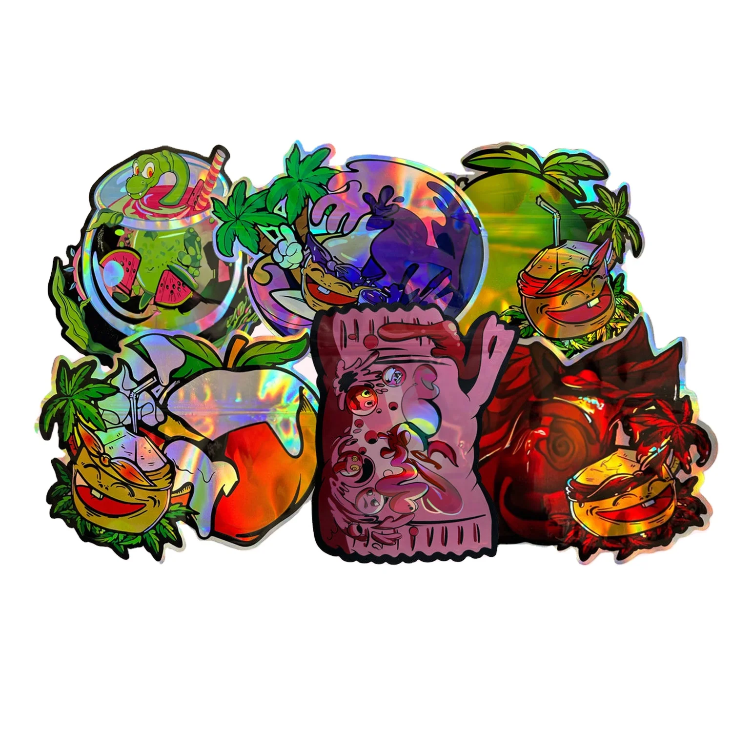 Customized LOW MOQ Digital Printing 1g Die Cut Mylar Bags Custom Shaped Bag Smell Proof Bag with Lock