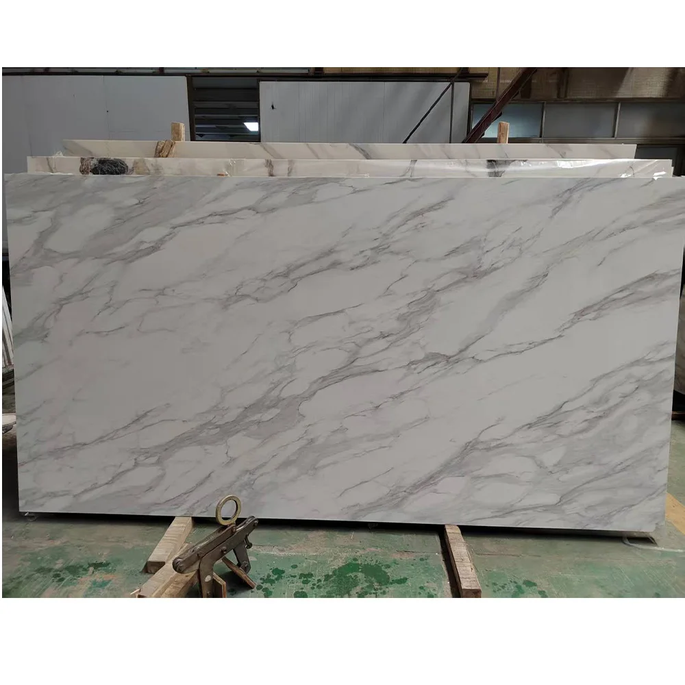 AST OEM/ODM Custom 7009 CalacattaDelicato Printed Quartz Custom Kitchen Island Backsplash Premium Service Quartz Countertops