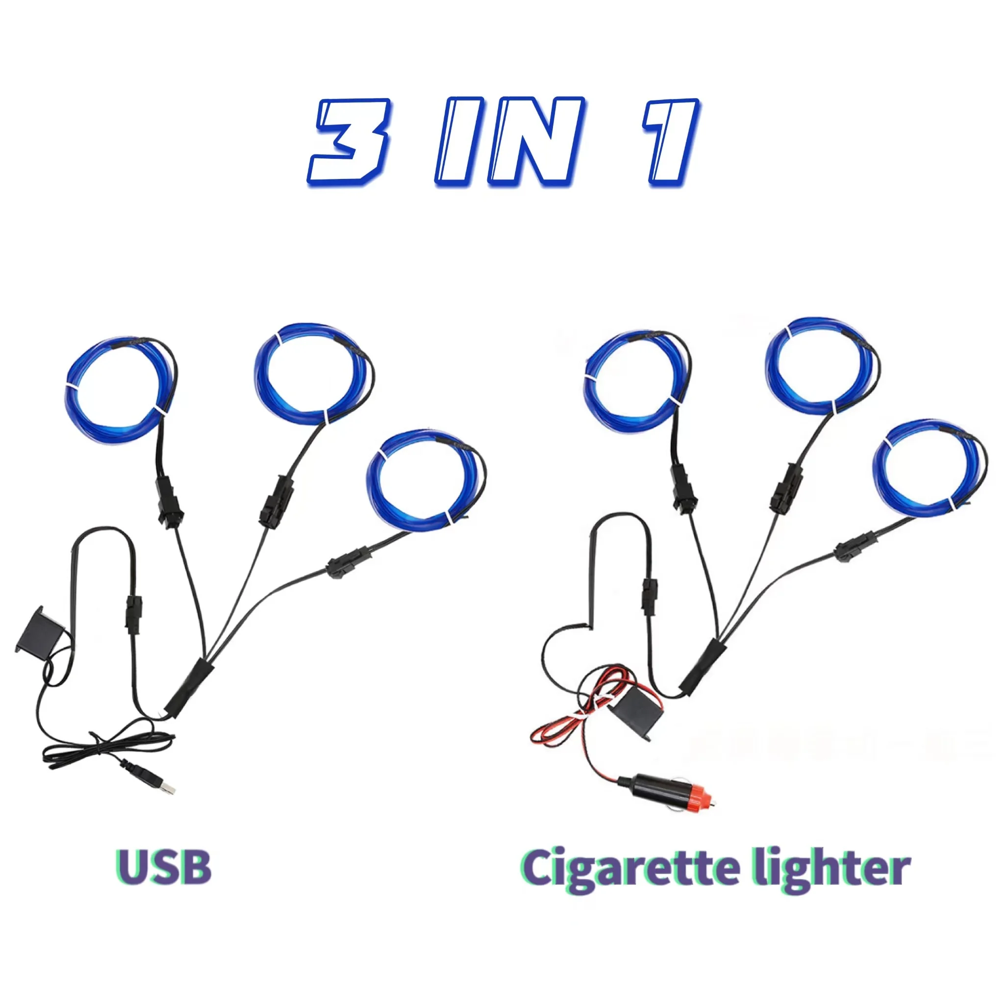 Wholesale Car Interior Decorative EL Wire Cold Light Strip LED Auto USB Flexible Neon RGB atmosphere ambient lamp