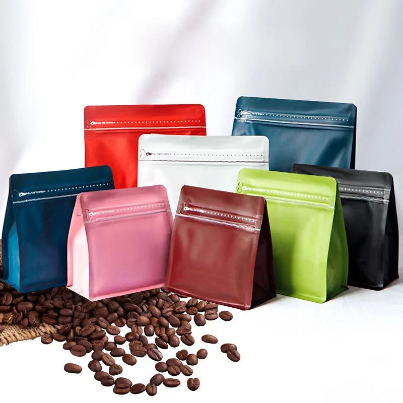 Free Sample Resealable 1kg 500g 250g Matt Flat Bottom Black Plastic Aluminum Foil Pack Coffee Bag With Valve And Zipper