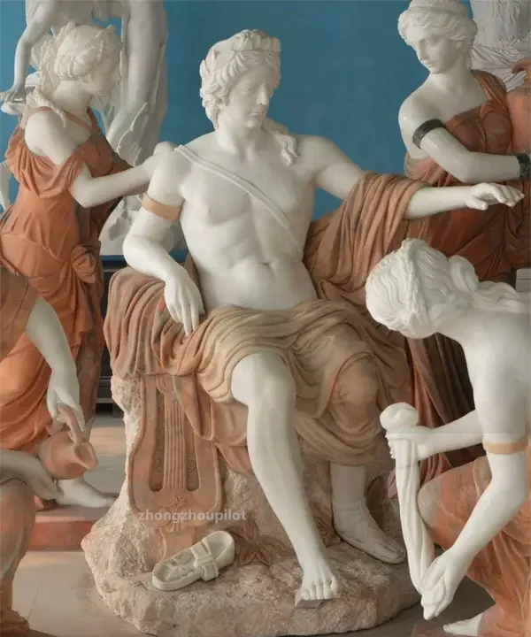 Outdoor Decoration Marble Life Size Natural Stone Greek Mythology Apollo Bath sculpture
