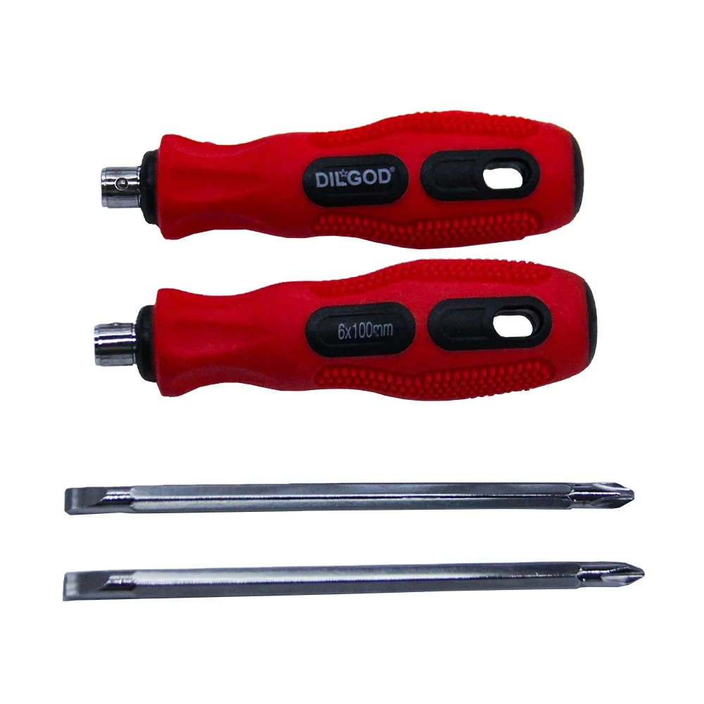 Dilgod 2 шт. Набор отверток рукоятка покрыта нескользким материалом с высоким магнитным зубная щетка со съемной головкой отвёрткой