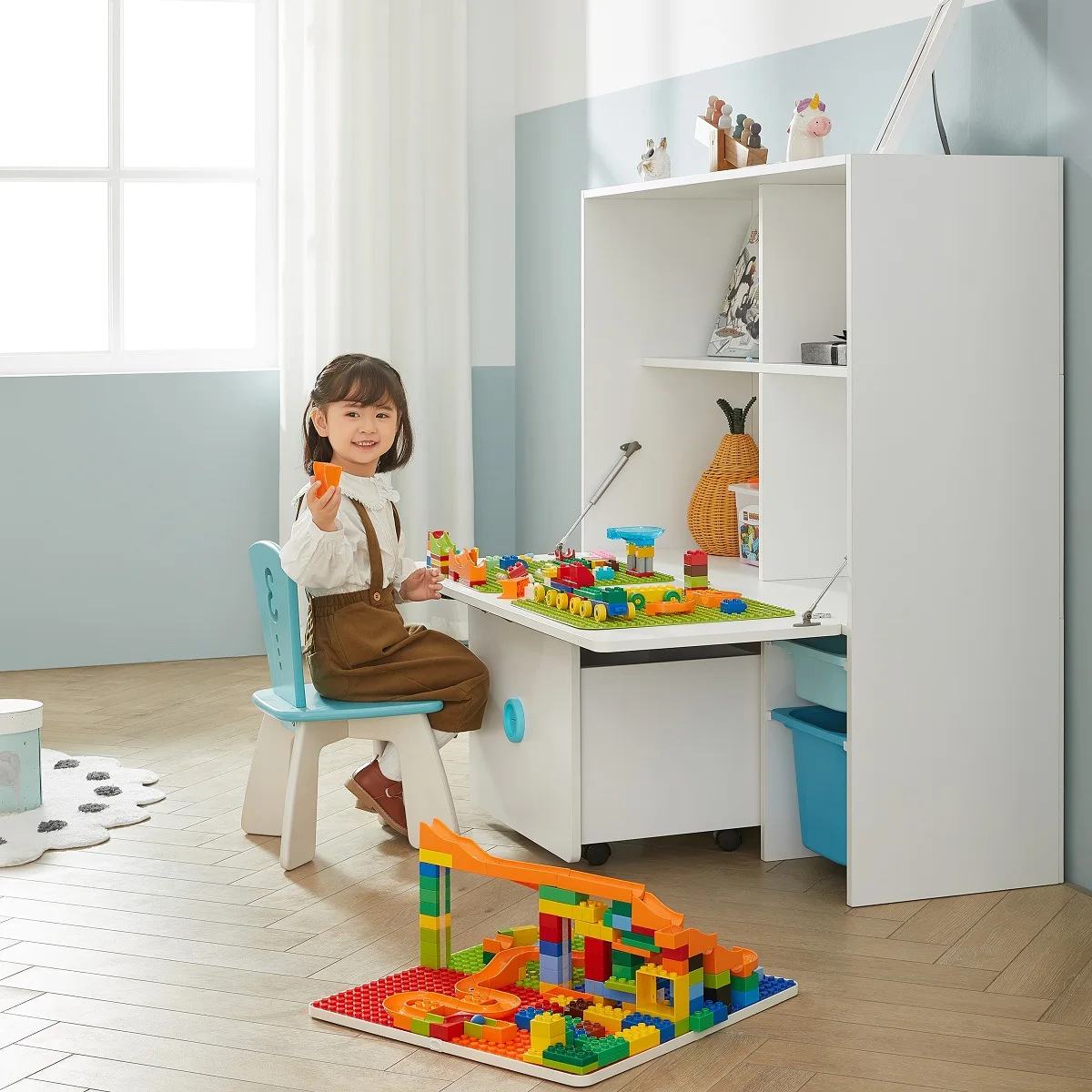 Multifunction Baby Indoor Bookshelf Wooded Storage Box Cabinet Children Toys Storage Book Shelf Bookcase Kids Furniture Cartoon