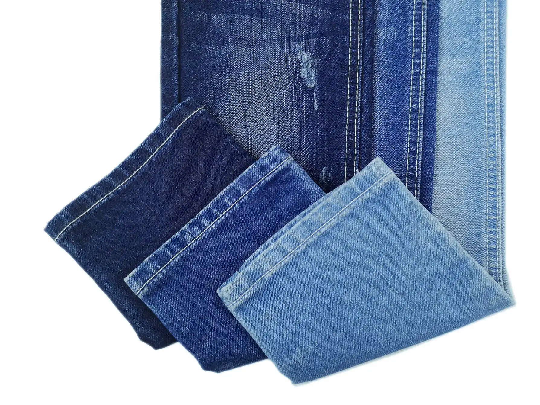 1628 Comfortable siro fake knitted slub cotton polyester viscose denim fabric
