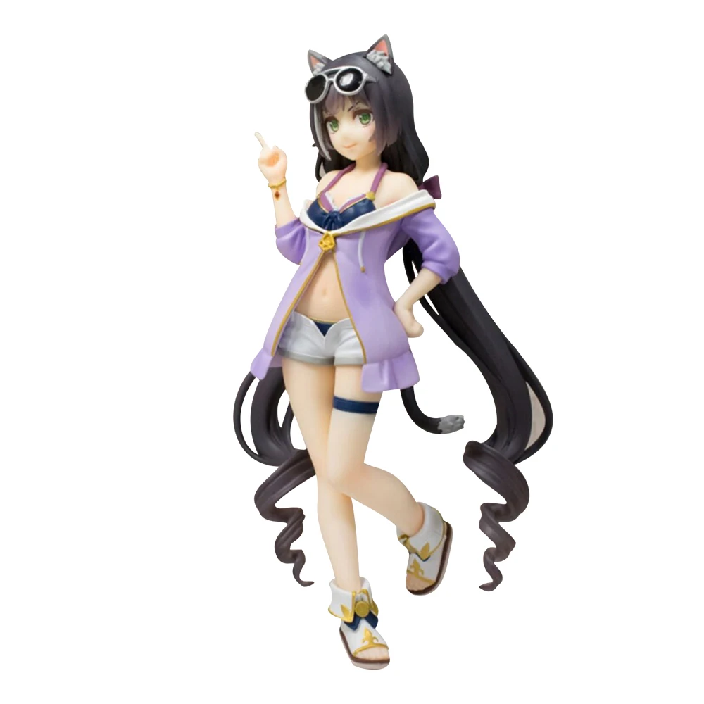 Hot Black hair cat ear anime game Pvc cute swimsuit beautiful princess girl action figure model table decorations