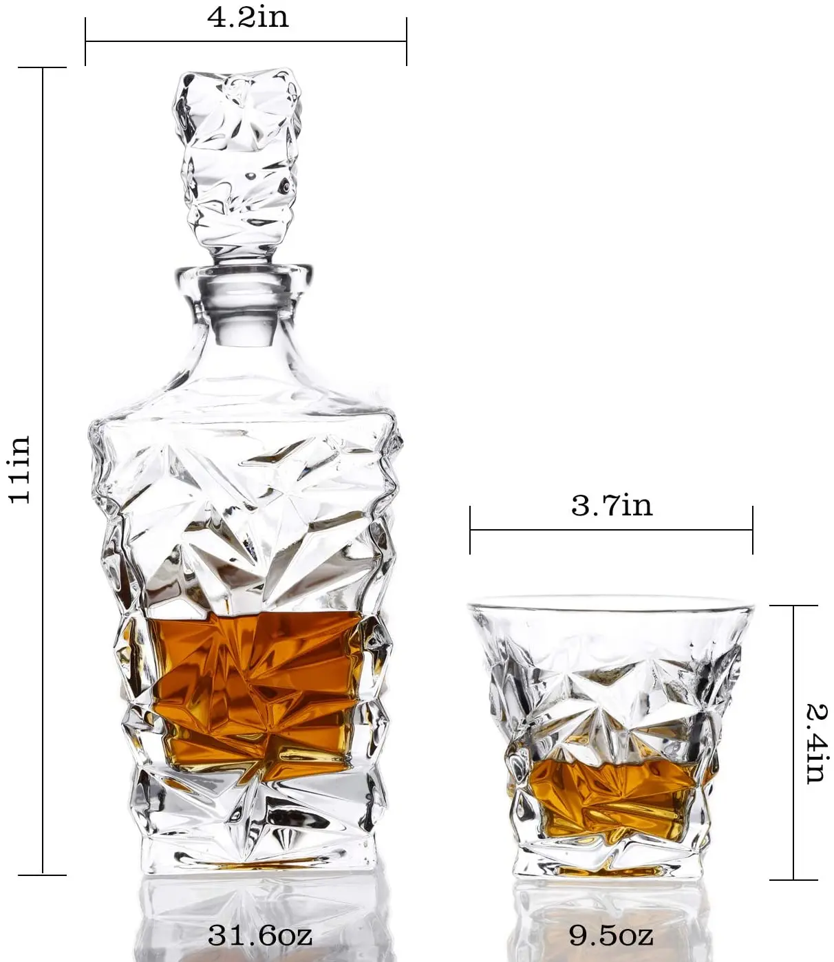 Wholesale new design bohemia 700ml glass whiskey decanter set gift box