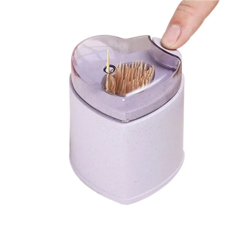 Press Type Automatic toothpick Box Portable Cute Home Decor heart