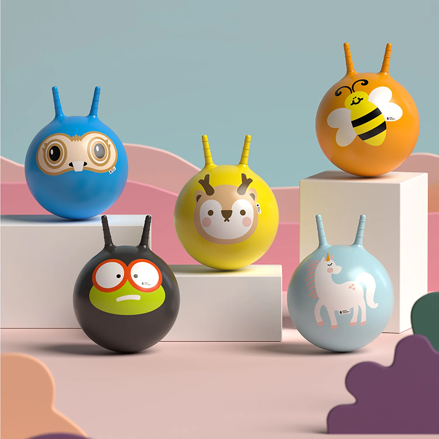 Hot sales Fitness Home Use Anti burst Pvc Printed Carton Jumping Ball Toys for Children