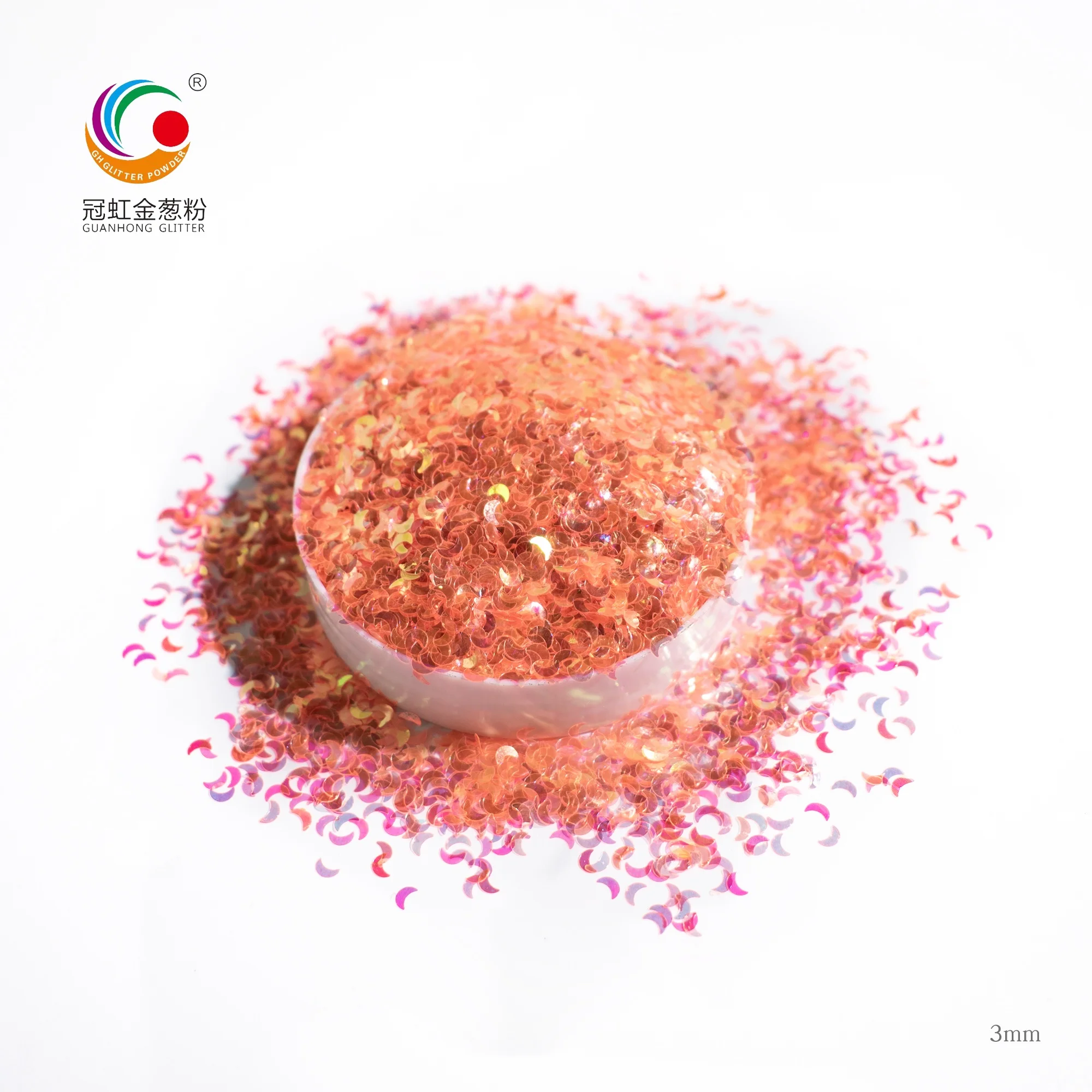 
GH7100 Hot Selling Bulk Environmental PET Glitter Chunky Material Irregular Moon Shape Blue Iridescent Glitter Powder 