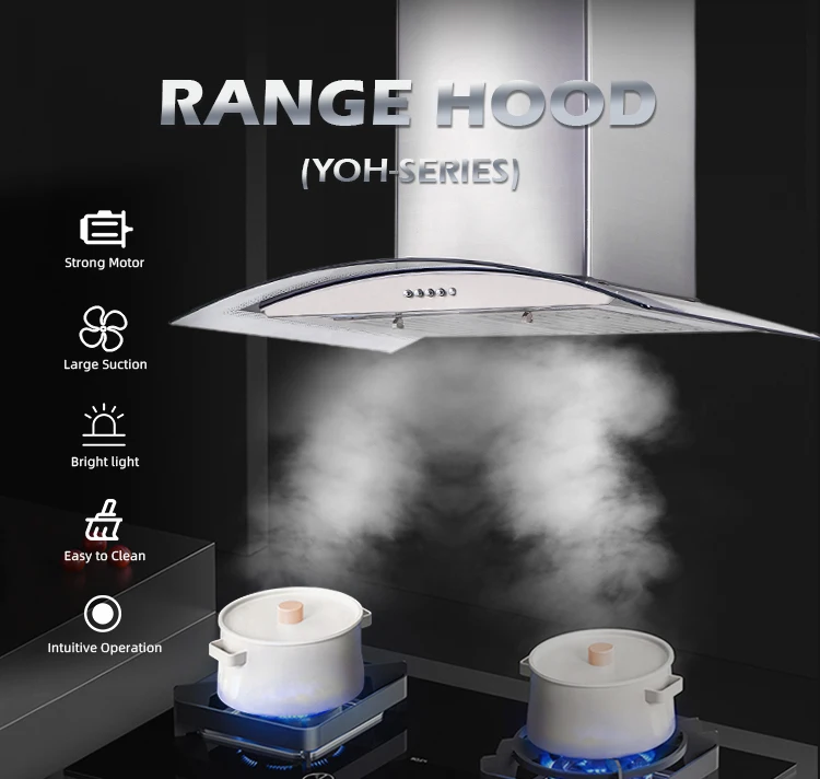 Smart kitchen extractor hood 90cm black celling mounted kitchen hood for the smoke with filters