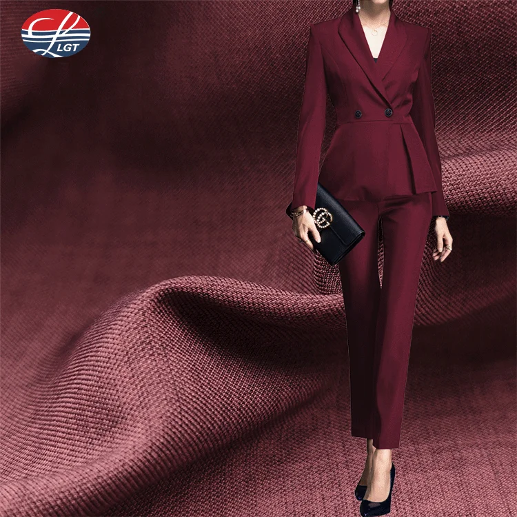 LIGUOTAI Textile crisp Lolis Stretch Polyester Twill Fabric rough linen-like cloth for Pants and suit