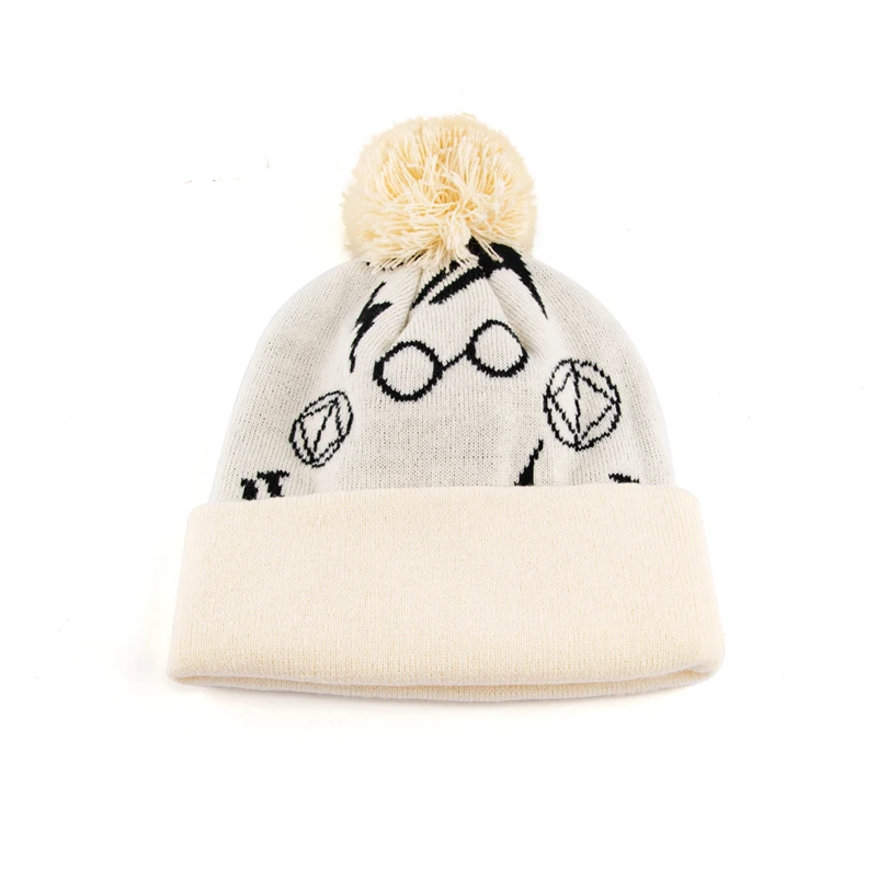 Manufacture jacquard embroidery logo acrylic pom pom beanie hats unisex knit winter beanie hat with custom logo