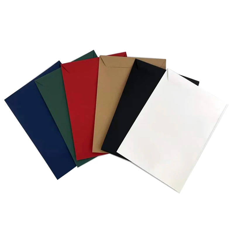Customize Recycled Black Card Paper Folding Envelope With Custom UV Varnish Logo A4 Envelopes Packaging
