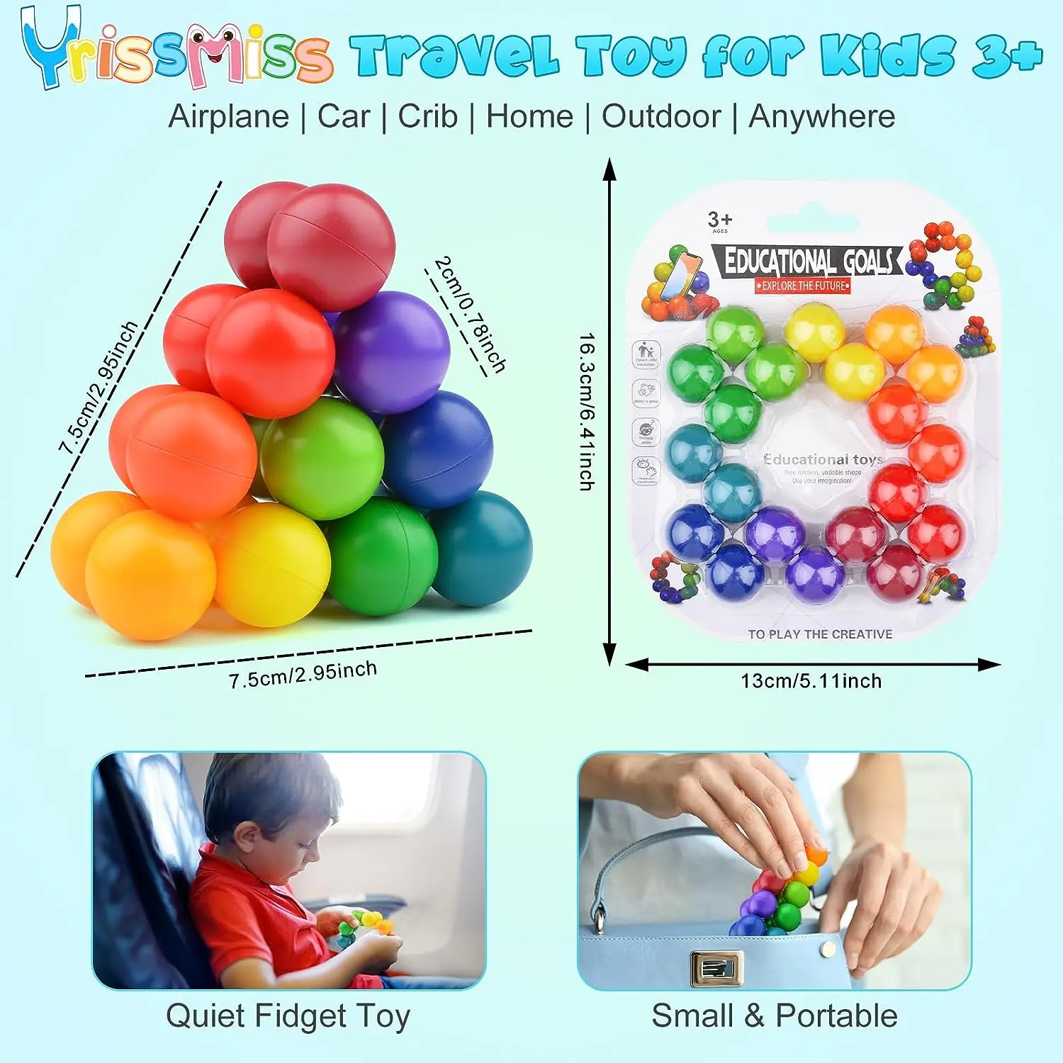 Autism Sensory Toys for Autistic Children, Quiet Fidget Toys for Adults Kids, Travel Toys for Kids Ages 3-5 Gift