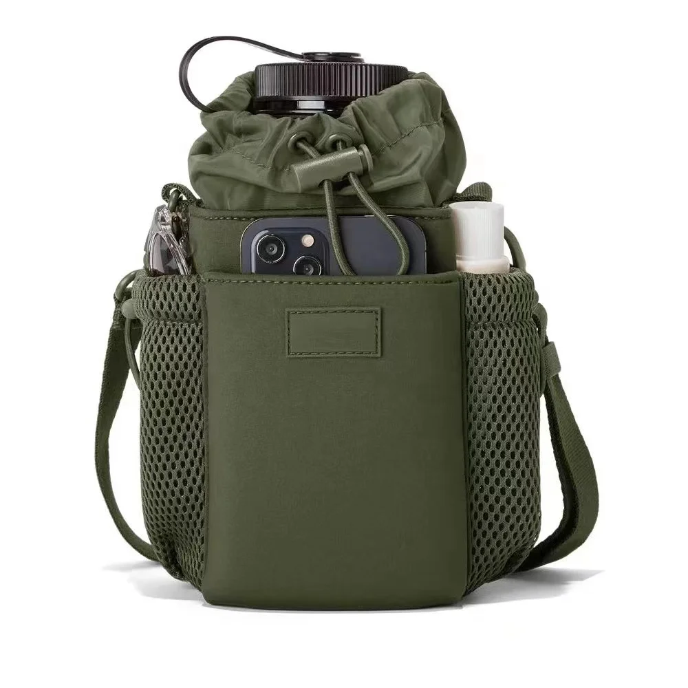 Hot selling light weight  ODM durable waterproof polyester hiking sports gym water bottle carrier unisex bag with phone pouch