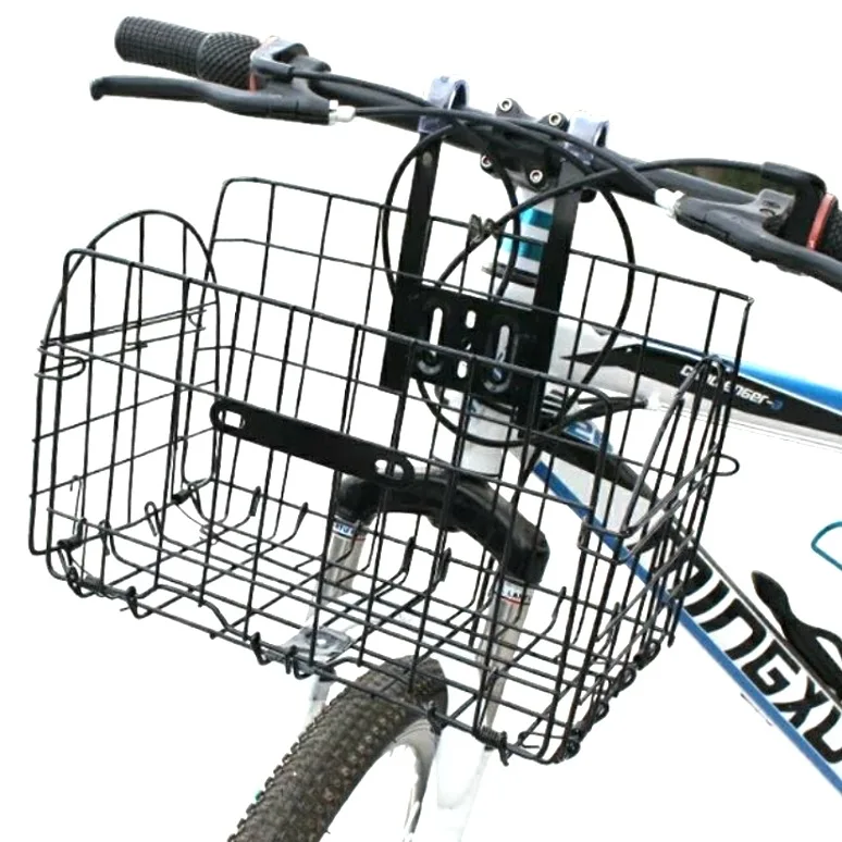 New bike front and rear side hanging bold black silver folding basket