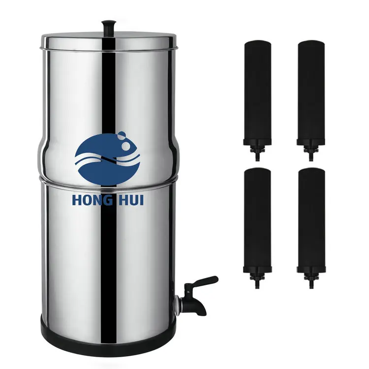HONG HUI LT-2.25A Stainless Steel Water Purifier Gravity-Fed Water Filtration System for Home and Outdoor Use
