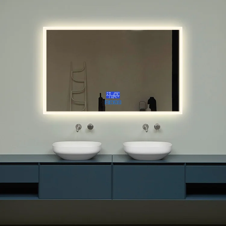 IP66, ROHS, CE LED Backlit Bathroom Mirror With Led Light  Bathroom Smart Mirror With Backboard For Hotel Home Decor