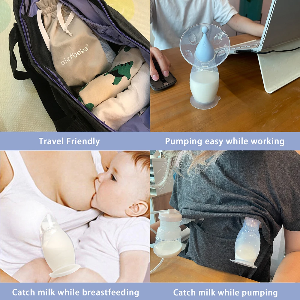 OEM Service Factory Price Food Grade Breast Milk Collector Breastfeeding Pump, Comfortable Portable Silicone Manual Breast Pump