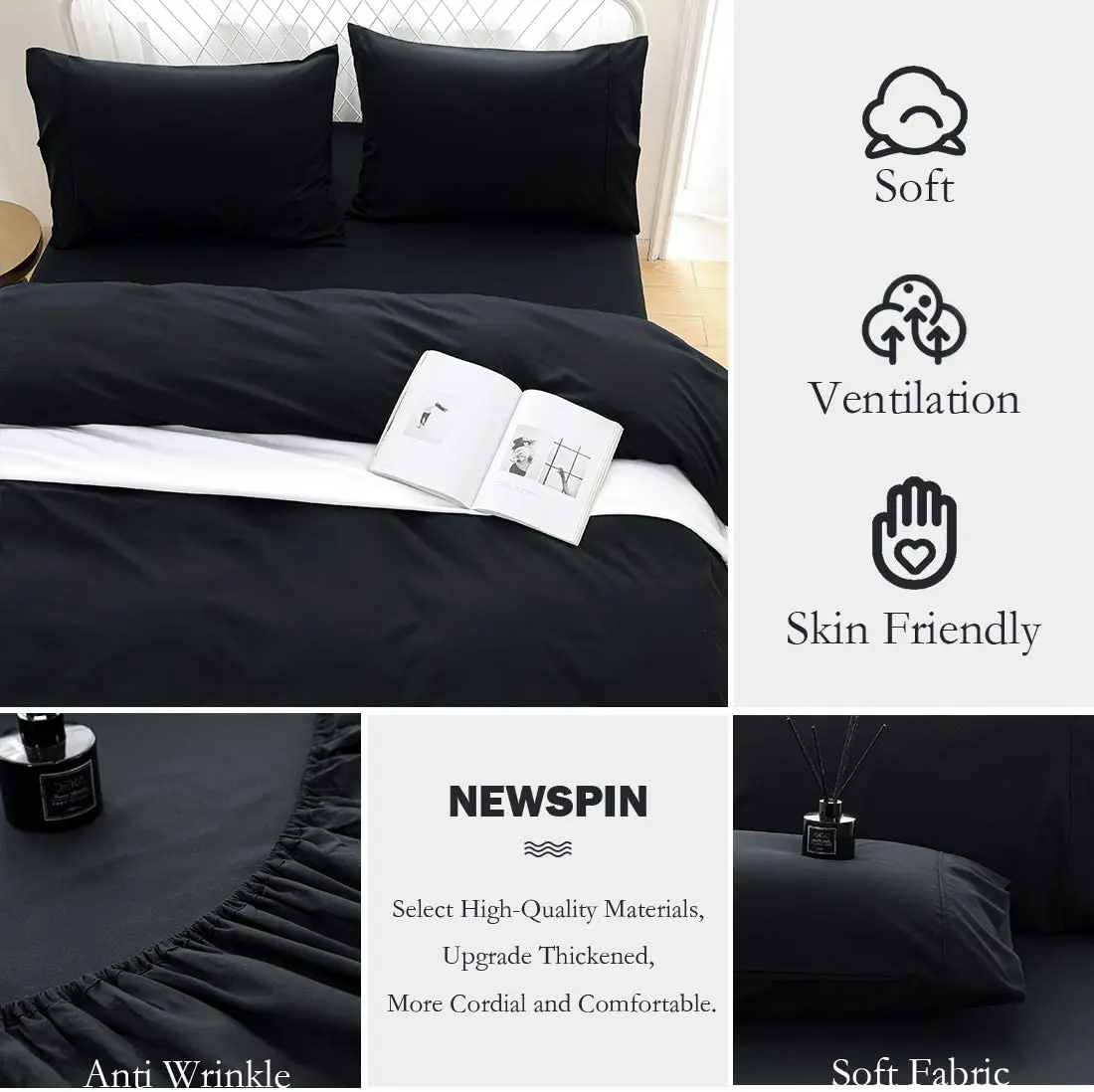 100% Double Brushed Microfiber  Bed Sheets Setmextra silky soft, more comfortable and more durable than cotton.