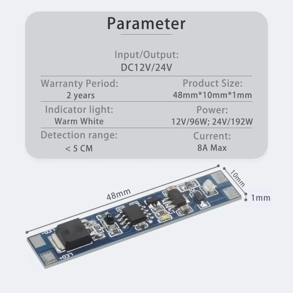 DC 12V 24V 8A Short Distance Hand Sweep Proximity Sensor Switch Module for LED Aluminum Profile