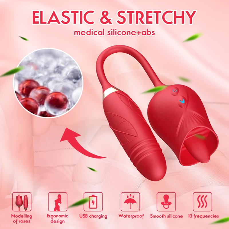 2022 new arrivals 10 speed licking modes tongue vibration clitoris g-spot nipple sucking rose vibration sex toys