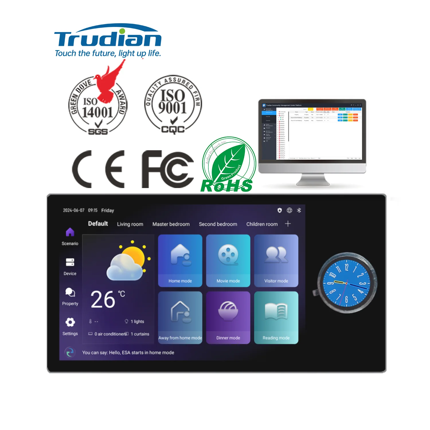 Trudian 2024 новый продукт 10-дюймовый IPS сенсорный экран монитор Android система 4-проводная дистанционная разблокировка видео домофон Ip здание