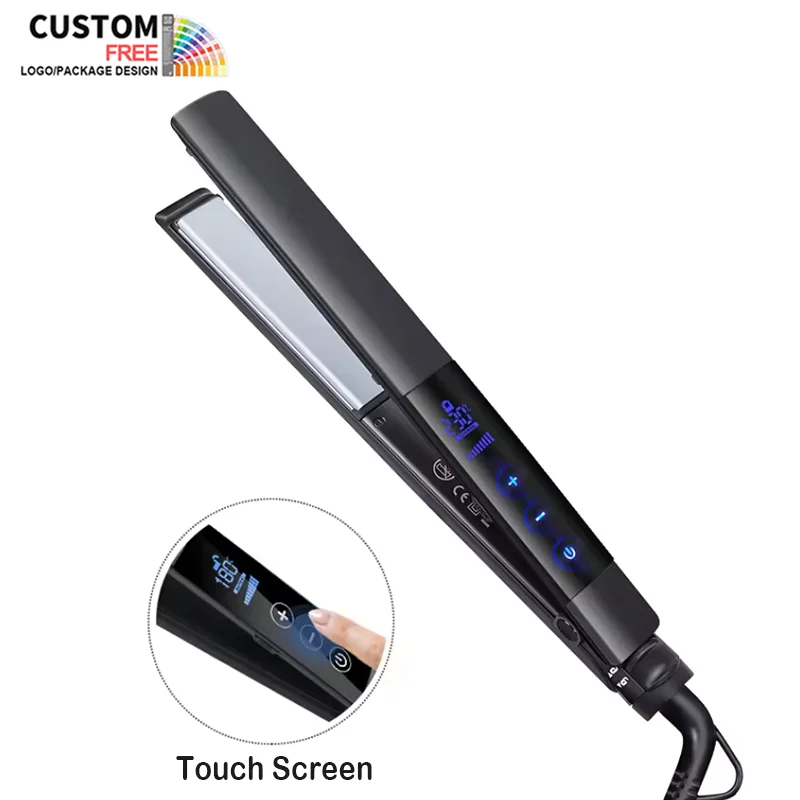 PRITECH Worldwide voltage Ceramic Professional Flat Iron Touch screen Hair Straightener with LCD Display