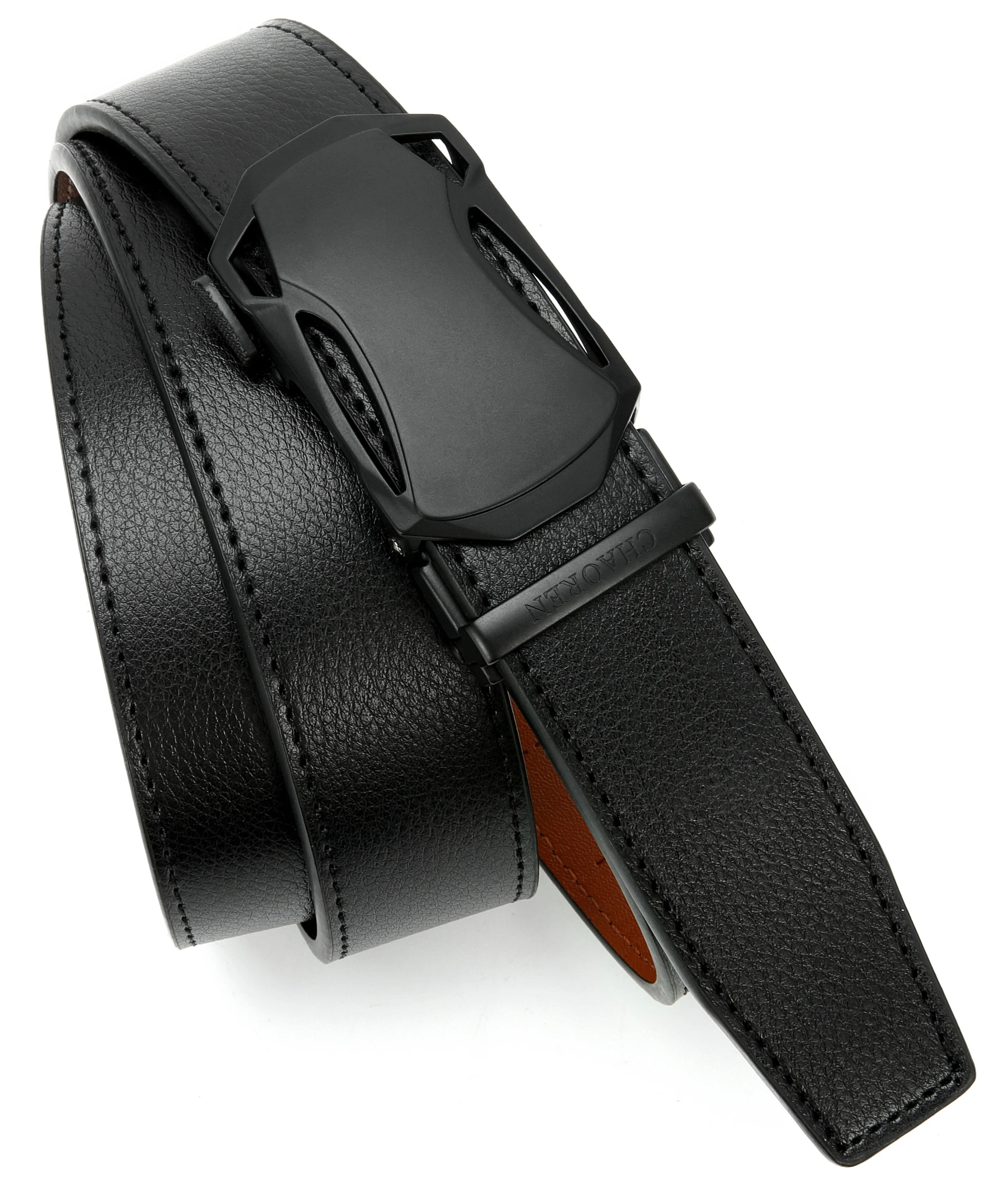Cowhide Leather + Zinc Alloy Buckle Leather Ratchet Belt Men - Micro Adjustable Belt Fit Everywhere (35mm)inch 38