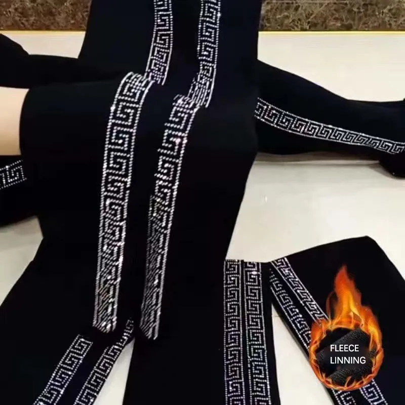 New Modal hot drill leggings Winter warm and fleecy niners high-waisted stretch hip lift yoga pants