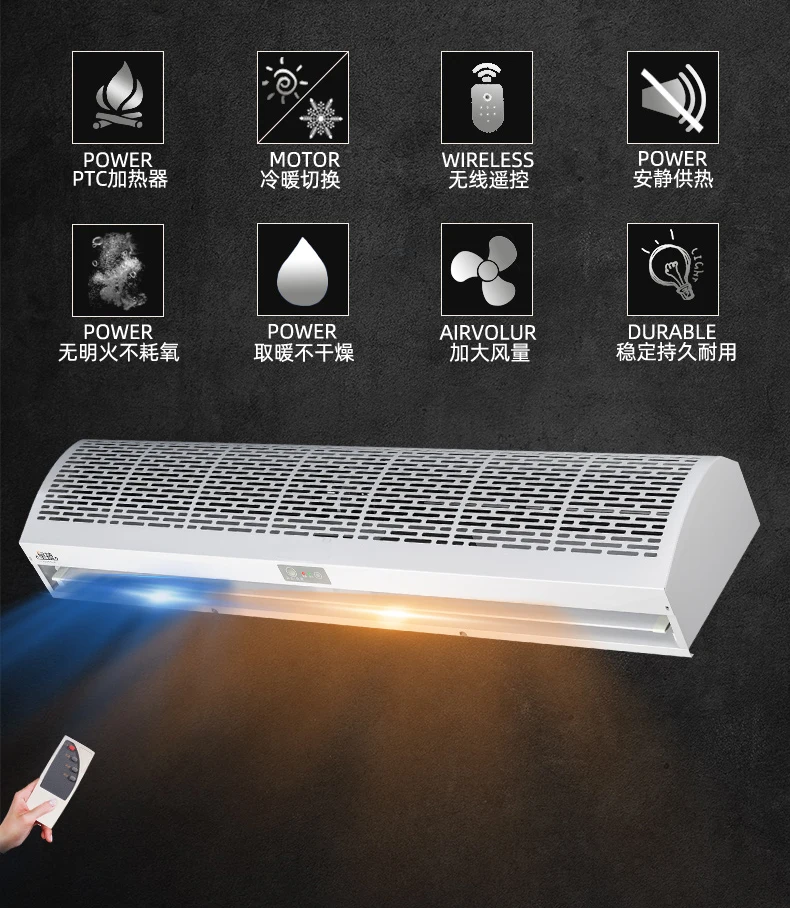 Commercial Over Door Air Curtain Remote Control Air Curtain Fan for Restaurants, Store Entrance